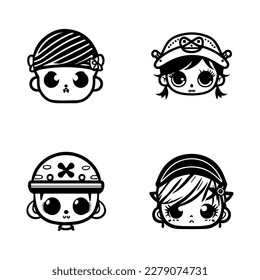 Set sail with our cute kawaii pirate head collection, all Hand drawn with playful details. These illustrations are perfect for adding a touch of adventure to your project