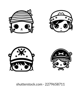 Set sail with our cute kawaii pirate head collection, all Hand drawn with playful details. These illustrations are perfect for adding a touch of adventure to your project
