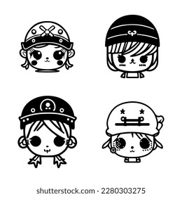 Set sail with our cute kawaii pirate head collection, all Hand drawn with playful details. These illustrations are perfect for adding a touch of adventure to your project