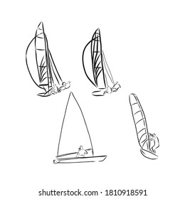 conjunto de iconos de velero, ilustración vectorial, ilustración de boceto vectorial de velero