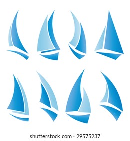 set of sailboat icons, vector illustration