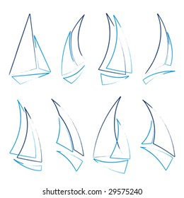 set of sailboat icons, vector illustration