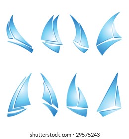 set of sailboat icons, vector illustration