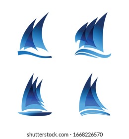 Set of sailboat logo vector