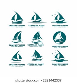 set of sailboat logo vector icon