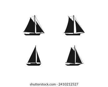 set of sailboat logo vector icon illustration, logo template