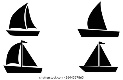 Set of  Sailboat Silhouettes – Nautical Maritime Vector Collection