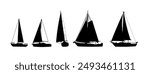 Set of sailboat silhouettes - vectoe illustration