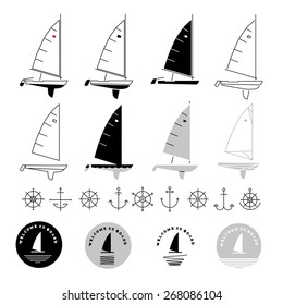 Set of sailboats - on the white background - stock vector