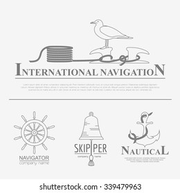 Set of sailing boat and nautical logos. Vector logo templates and badges 