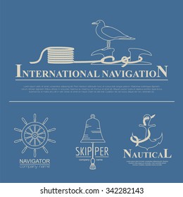 Set of sailing boat and nautical logos. Vector logo templates and badges 
