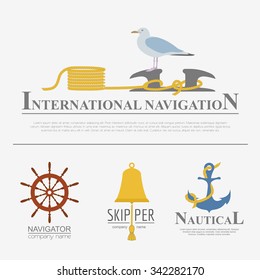 Set of sailing boat and nautical logos. Vector logo templates and badges 