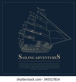 Set of sailing boat and nautical logos. Vector logo templates and badges 