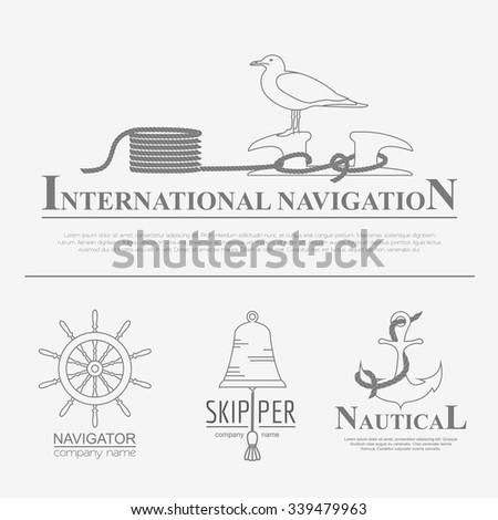Set of sailing boat and nautical logos. Vector logo templates and badges 