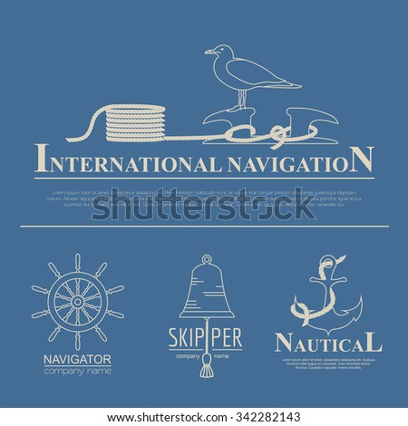 Set of sailing boat and nautical logos. Vector logo templates and badges 