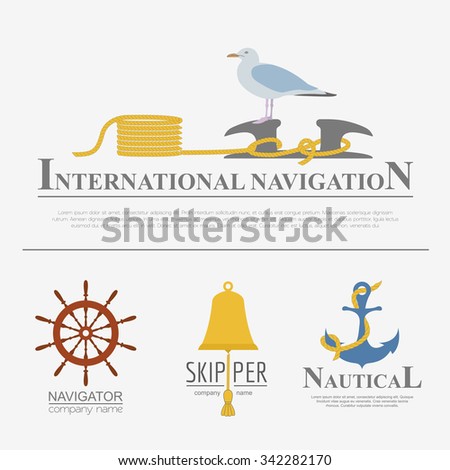 Set of sailing boat and nautical logos. Vector logo templates and badges 