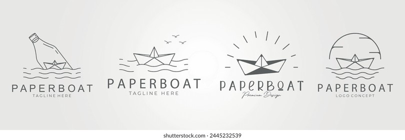 set sailing ship logo vintage vector illustration design, retro marine collection