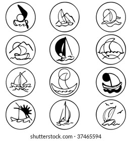 Set of sailing symbols