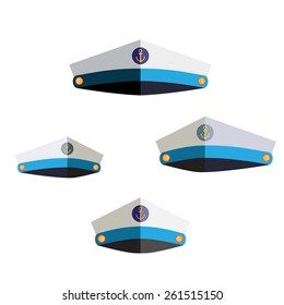 Set of sailor cap flat icon