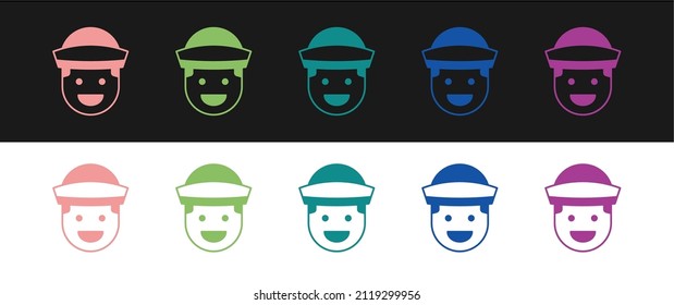 Set Sailor icon isolated on black and white background.  Vector