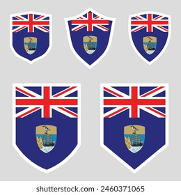 Conjunto de bandera de Santa Elena en forma de escudo