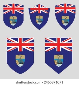 Conjunto de bandera de Santa Elena en forma de escudo