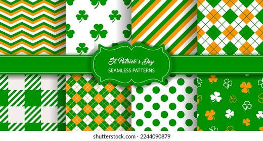 set of saint patrick day seamless patterns. collection of seamless textures