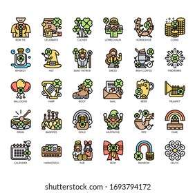 Set of saint patrick day thin line and pixel perfect icons for any web and app project. 
