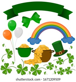 Set of Saint Patrick's day elements. Isolated on a white background.