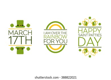 Set of Saint Patricks Day Flat Style Typographical Elements. Poster templates with text.