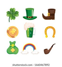 set of saint patricks day icons vector illustration design