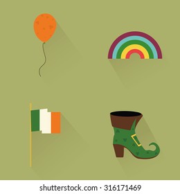 Set of saint patrick's day icons on a green background