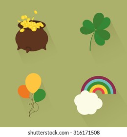 Set of saint patrick's day icons on a green background