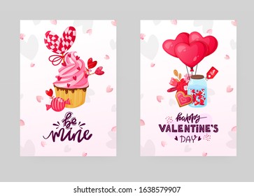 Set of Saint Valentine's Day backgrounds with text. Vector holiday design for ad posters and greeting cards.