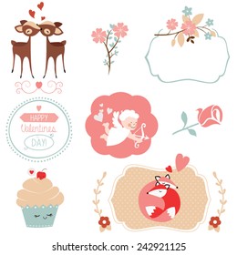 Set of Saint Valentines Day graphic elements and illustrations