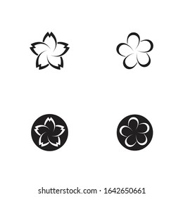 set of sakura flower icon logo vector template