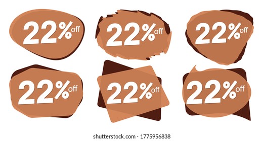 Verkaufen Sie 22 % Rabatt auf Blasen-Banner, Discount-Tags Design-Vorlage, Vektorgrafik