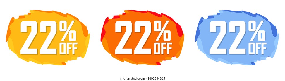 Establecer venta 22% de banners de burbuja, plantilla de diseño de etiquetas de descuento, ofertas de hoy, ilustración vectorial