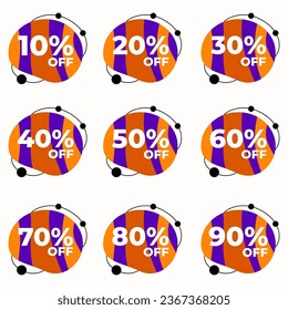 ESTABLEZCA EL DISEÑO DE LA PLANTILLA DE VENTA. OFERTA CON DIFERENTES PROMOCIONES DE DESCUENTO.VECTOR DE DISEÑO MODERNO PARA SU NEGOCIO