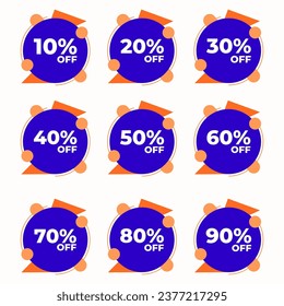 ESTABLEZCA EL DISEÑO DE COLOR PLANO DE PLANTILLA DE VENTA. OFERTA CON DIFERENTES PROMOCIONES DE DESCUENTO.VECTOR DE DISEÑO MODERNO PARA SU NEGOCIO