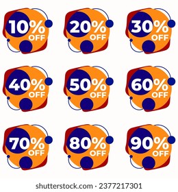 SET SALE BADGE TEMPLATE FLAT COLOR DESIGN. OFFER WITH DIFFERENT DISCOUNT PROMOTION.MODERN DESIGN VECTOR FOR YOUR BUSINESS