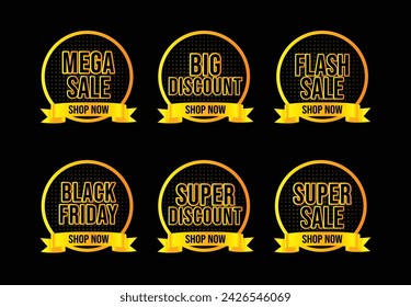 Set of Sale badges. Sale discount tags and labels. Banner e-commerce badges. Flash sale offer, super, discount, black friday. Vector template.