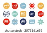 Set of Sale badges. Sale quality tags and labels. Template banner shopping badges. Special offer, sale, discount, shop, black friday. Vector 10 eps.