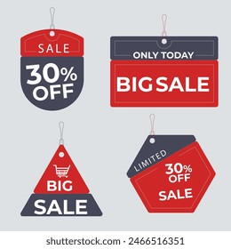 Set of Sale badges. Sale quality tags and labels. Template banner shopping badges. Special offer, sale, discount, shop, black friday. Vector illustration.