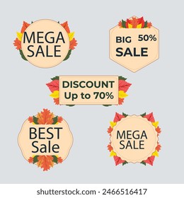 Set of Sale badges. Sale quality tags and labels. Template banner shopping badges. Special offer, sale, discount, shop, black friday. Vector illustration.