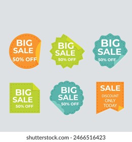 Set of Sale badges. Sale quality tags and labels. Template banner shopping badges. Special offer, sale, discount, shop, black friday. Vector illustration.