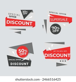 Set of Sale badges. Sale quality tags and labels. Template banner shopping badges. Special offer, sale, discount, shop, black friday. Vector illustration.