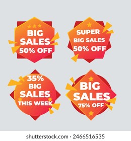Set of Sale badges. Sale quality tags and labels. Template banner shopping badges. Special offer, sale, discount, shop, black friday. Vector illustration.
