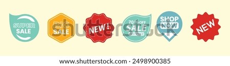 Set of Sale badges. Sale quality tags and labels. Template banner shopping badges. Special offer, sale, discount, shop, black friday. Vector illustration.