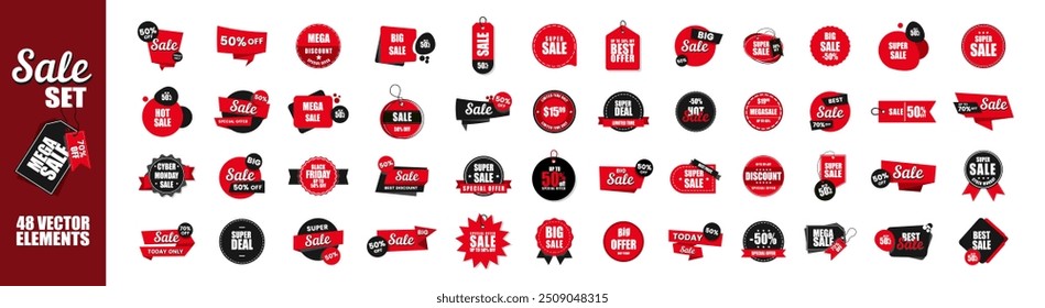 Set of Sale badges. Template banner shopping badges. Simple flat style vintage labels, stickers with sale discount text